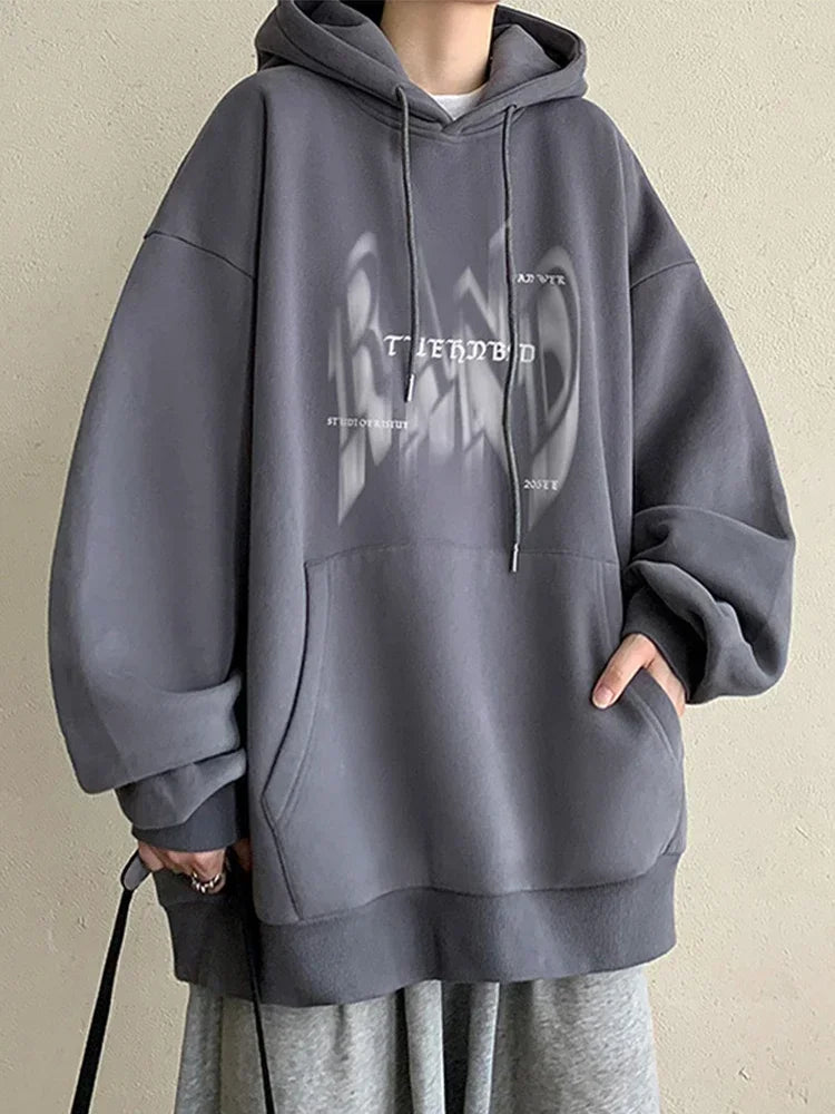 Neue Gothic Brief Gedruckt Mit Kapuze Sweatshirt Für Männer Herbst Hip Hop Übergroßen Pullover Hoodies Y2K Streetwear Grafik Hoody