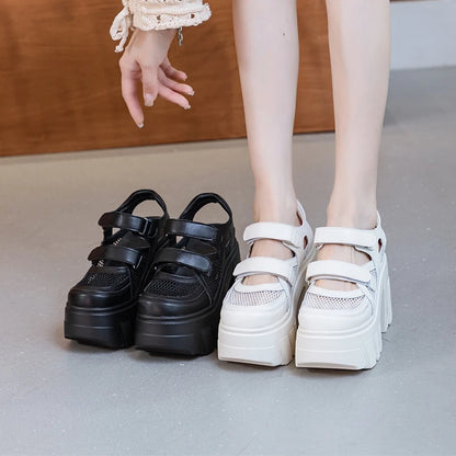 AIYUQI frauen Sandalen Aus Echtem Leder 2025 Neue 11 cm Ferse Hohe Mesh Frauen Sandalen Plattform High Heel Sandalen Frauen
