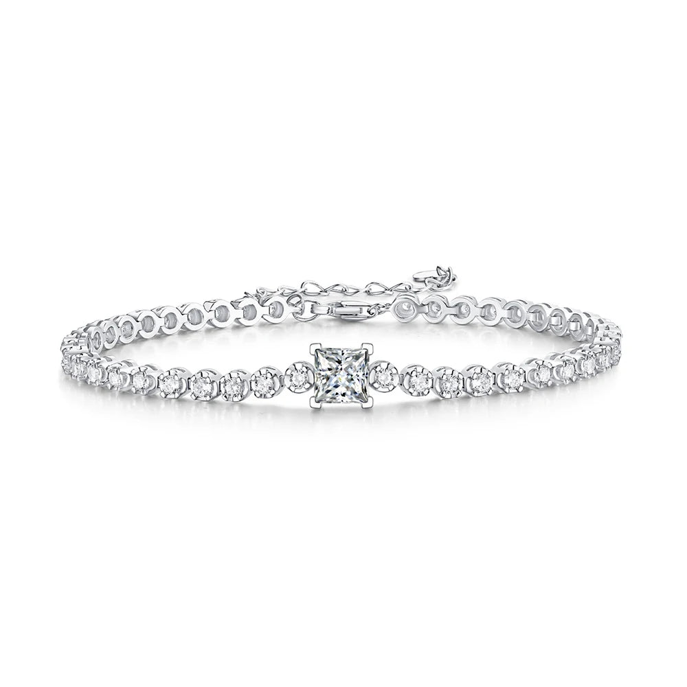 Damen-Tennisarmband Princess Cut mit Moissanit