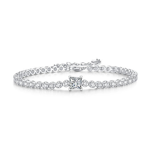 Damen-Tennisarmband Princess Cut mit Moissanit