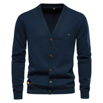 Herren Cardigan Sweater aus hochwertiger Baumwolle im lässigen einfarbigen Design