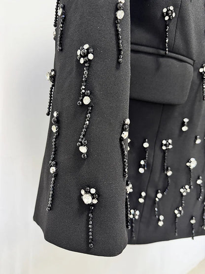 Damen-Blazer locker Perlen Diamanten Verzierung Runway Anzugjacke