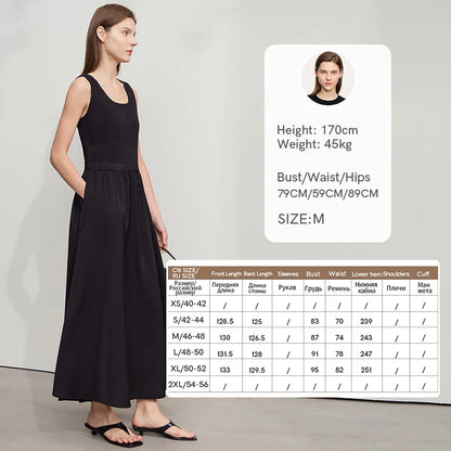 Taillenbetontes Damenkleid aus Baumwolle, ärmellos, schwarz, Seitenansicht mit Rocksaum
