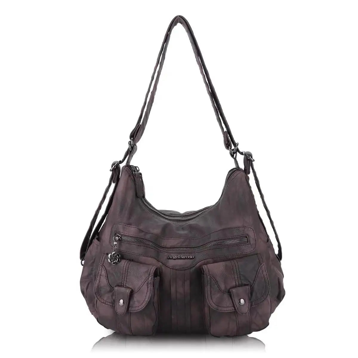 Damen-Schultertasche Aus Weichem PU-Lederimitat Mit Innenfach Und Reißverschluss Alltag Und Shopping
