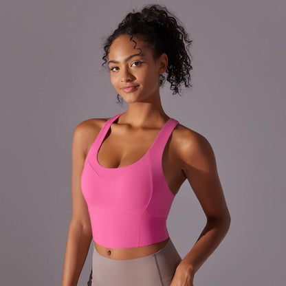 Sport-BH, Velvet Pink, ärmelloses Top mit Rundhalsausschnitt