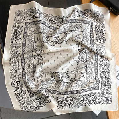 Damen Seidenschal quadratisch Blumenprint Bandana Halstuch 53cm