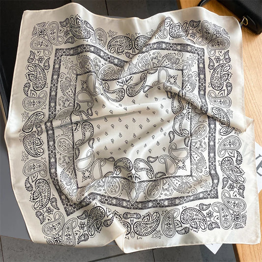 Damen Seidenschal quadratisch Blumenprint Bandana Halstuch 53cm
