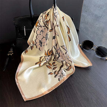Damen Seidenschal 53cm Pferdprint Haarband Halstuch Büro Hijab Geschenk E