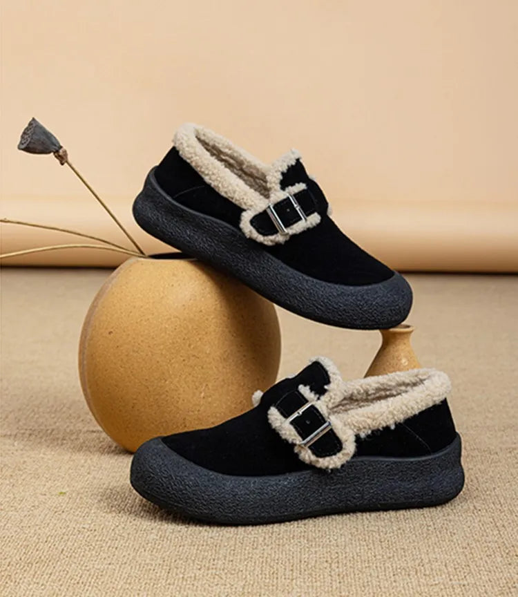 AIYUQI Women Sneakers Winter 2024 New Velvet Genuine Leather Beanie Shoes Women Flat Large Size Women Casual Shoes