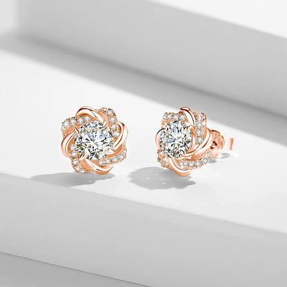Damen-Moissanit-Ohrringe mit Zertifikat, 2 Karat Rosegold, Davidstern-Design, Luxusschmuck