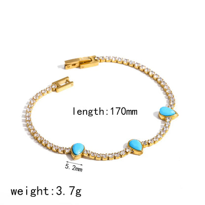 Damen-Tennisarmband mit Türkis-Zirkonia aus Edelstahl