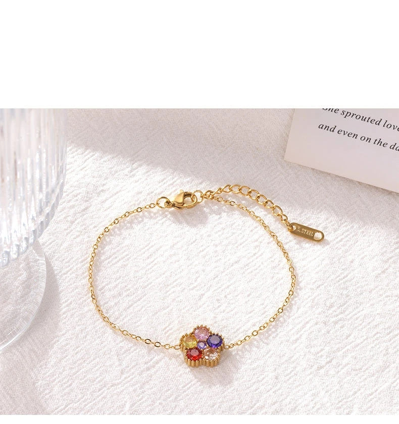Damen-Armband mit bunten Zirkonia-Blüten