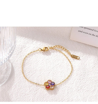 Damen-Armband mit bunten Zirkonia-Blüten
