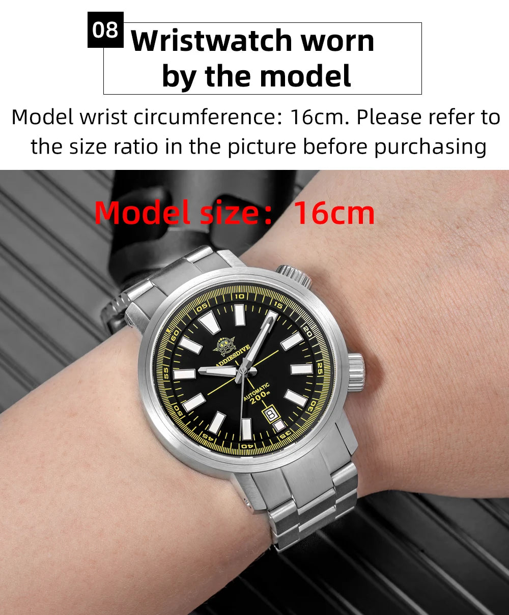 ADDIESDIVE Watch For Men Sapphire Crystal BGW9 Super Luminous AD2093 Japanese 8215 200M Waterproof Automatic Mechanical Watches