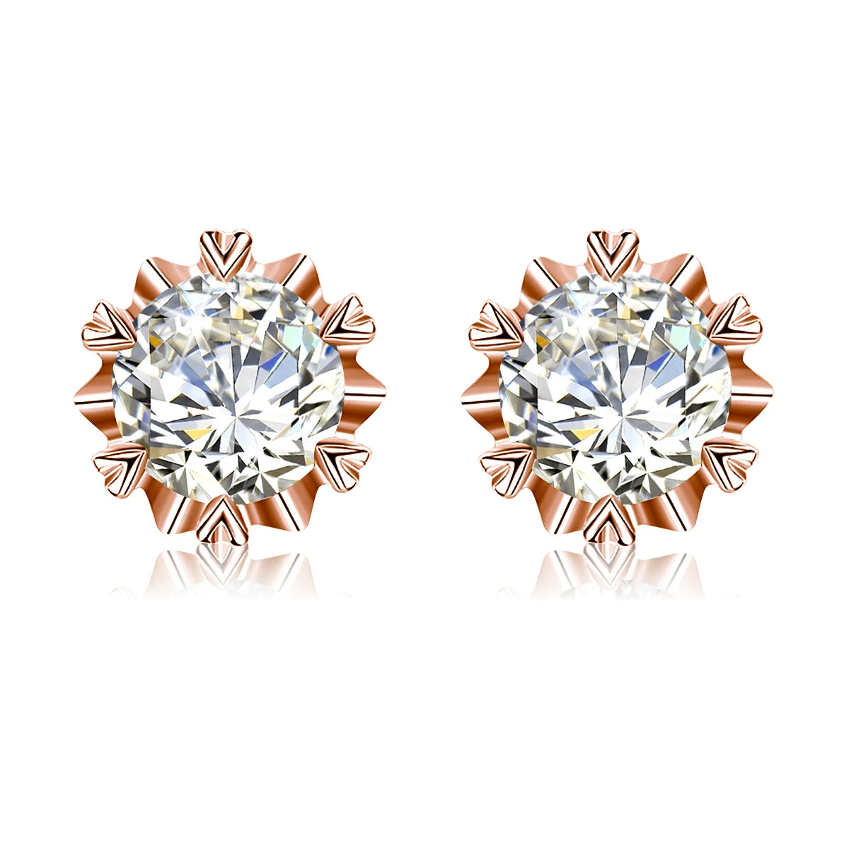 Damen-Moissanit-Ohrstecker mit Zertifikat 1 Ct 6,5 mm Gelbgold-Plattierung Silber 925
