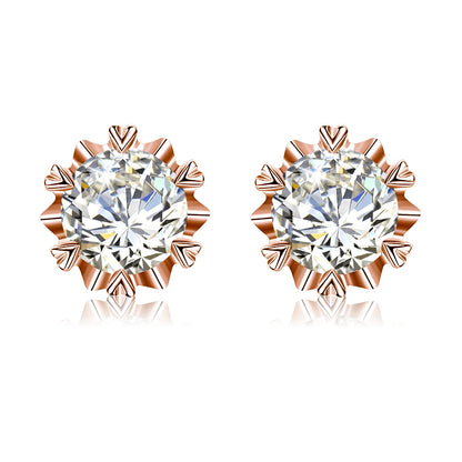 Damen-Moissanit-Ohrstecker mit Zertifikat 1 Ct 6,5 mm Gelbgold-Plattierung Silber 925