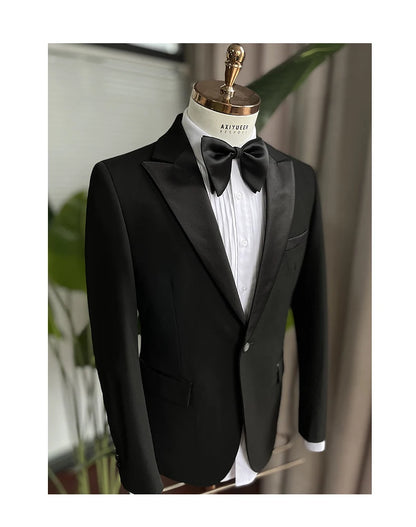 Lange Herren-Anzughose aus 50% Wolle, Slim Fit, tiefblau – ideal für Hochzeit, Büro und Alltag im Herbst und Frühling.