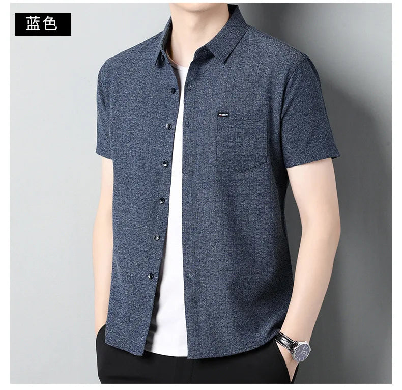 Sommerliches Herren-Kurzarmshirt in Unifarbe – modisches, lässiges Cardigan-Hemd für Jugendliche
