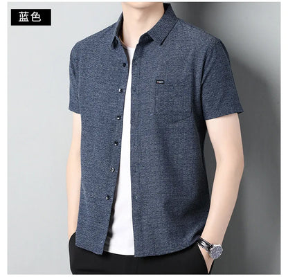 Sommerliches Herren-Kurzarmshirt in Unifarbe – modisches, lässiges Cardigan-Hemd für Jugendliche