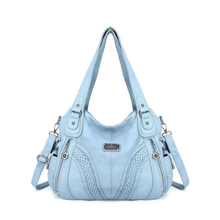 Damen-Schultertasche aus PU mit Mehrfachfächern, Reißverschluss und geräumigem Innenraum