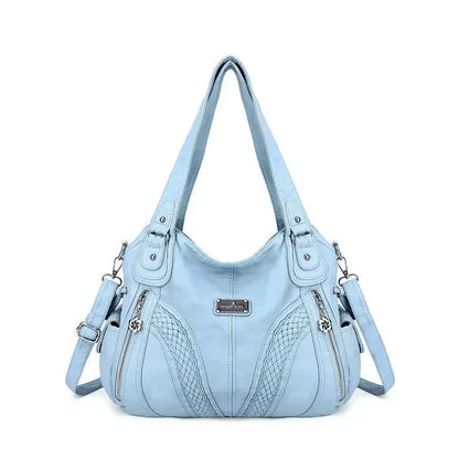 Damen-Schultertasche aus PU mit Mehrfachfächern, Reißverschluss und geräumigem Innenraum
