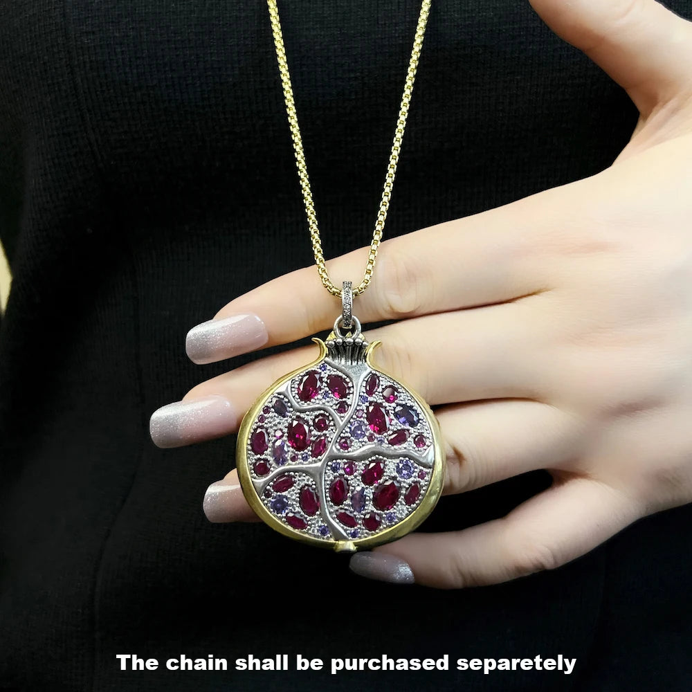 Damen-Charm-Anhänger Granatapfel Fruchtbarkeit aus Sterlingsilber