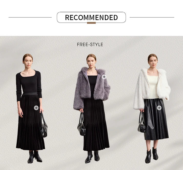 Damen-Pullover in drei Looks: schwarz, mit Jacke, und mit hellem Cardigan