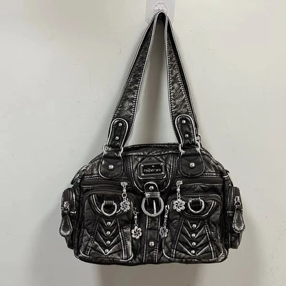 Damen-Satchel-Handtasche Aus PU-Leder Mit Top-Handle Und Mehrfachen Taschen Für Vielseitige Aufbewahrung
