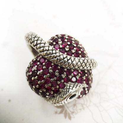 Damen-Charm-Anhänger Schlüssel Schlange Herz II aus Sterlingsilber
