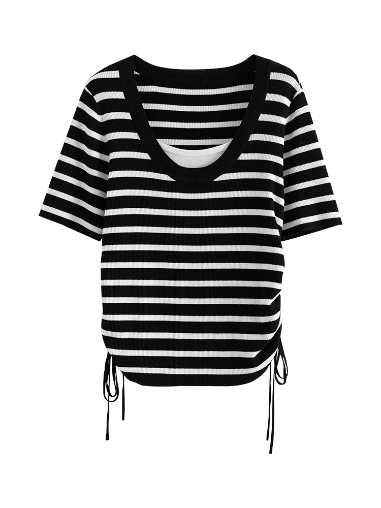 Langarmshirt für Damen in Übergröße mit französischem Pilzsaum und schlichter Textur – ideal für den Winter.