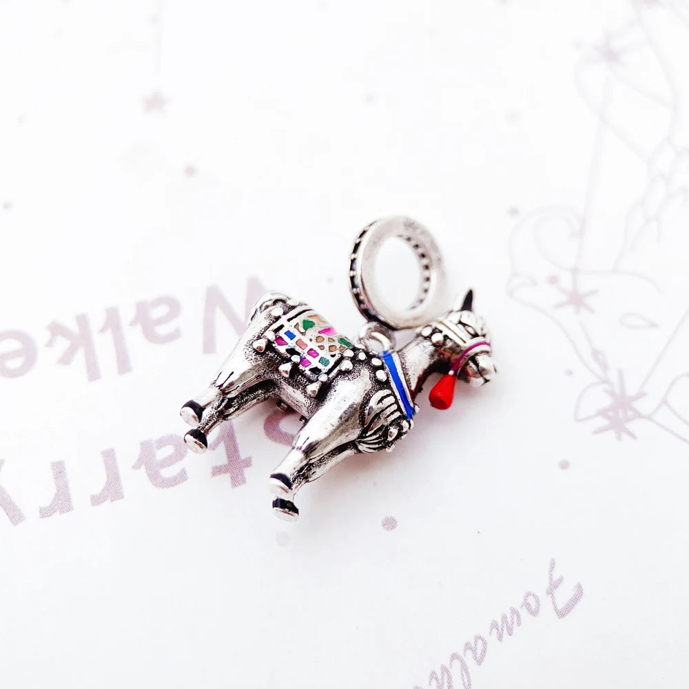 Damen-Charm-Anhänger Lama bunt farbenfroh Sommer aus Sterlingsilber