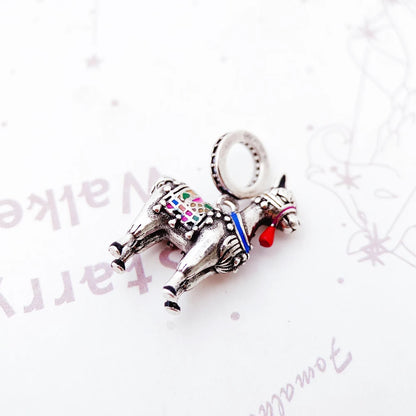 Damen-Charm-Anhänger Lama bunt farbenfroh Sommer aus Sterlingsilber