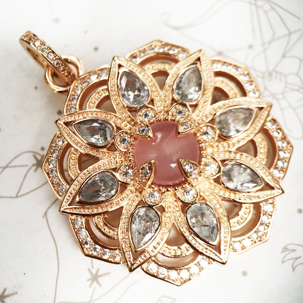 Damen-Anhänger Hand Fatima Chakra Lotus Bohemia aus Sterlingsilber