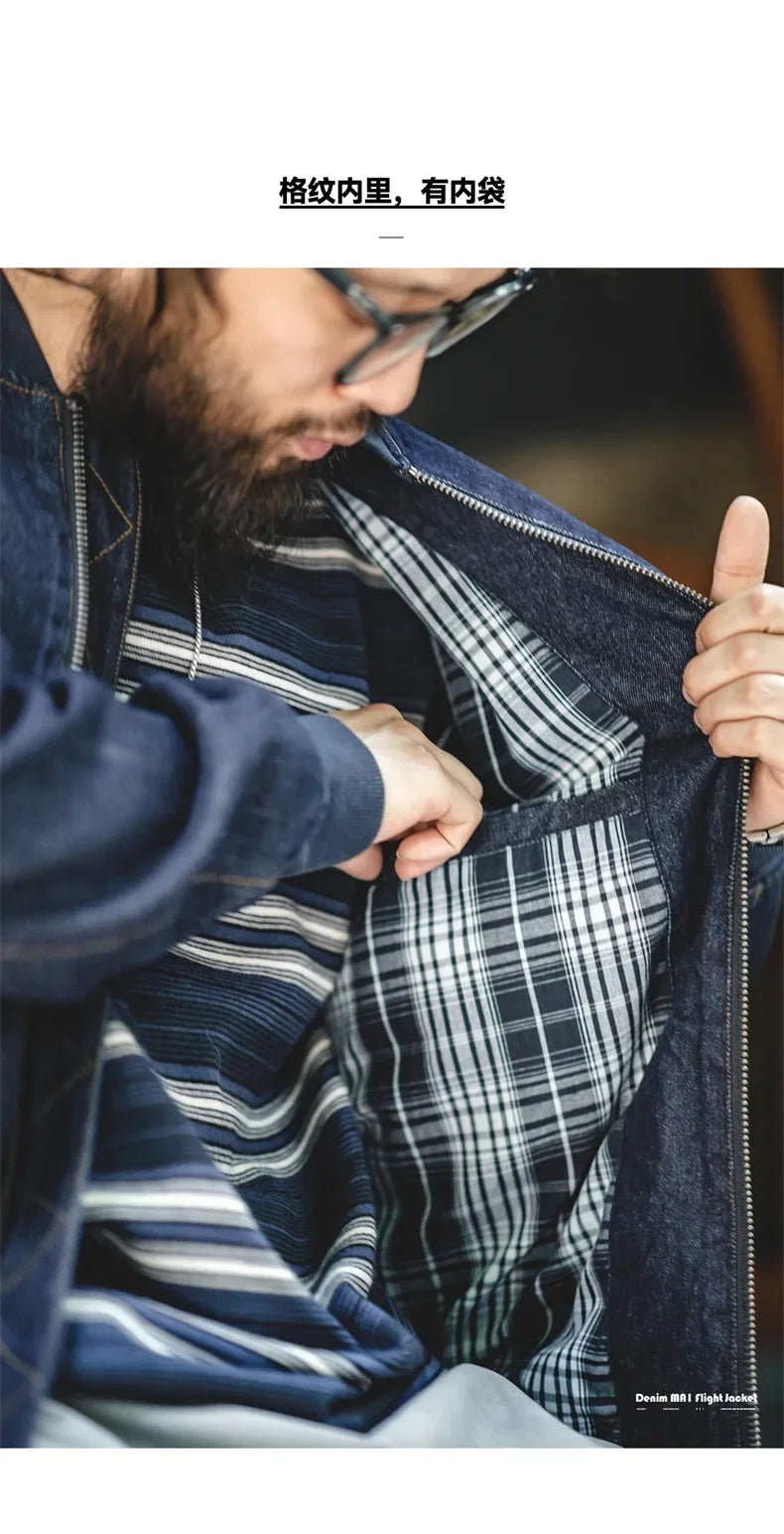 Herren Jeansjacke im Retro-Stil mit Baseballkragen für lässige Looks