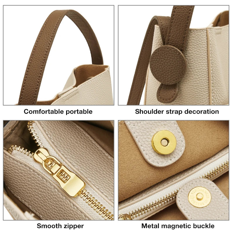 Damen Schultertasche Crossbody aus Splitleder mit großer Kapazität