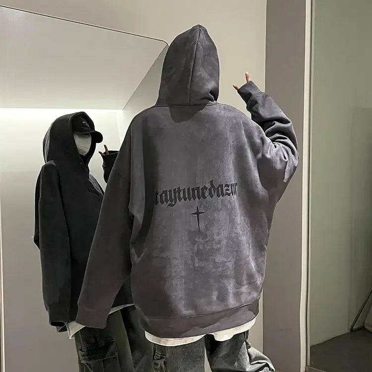 Lässiger Herren-Hoodie mit Rundhalsausschnitt und Vintage-Cartoon-Print – ideal für Herbst und Winter