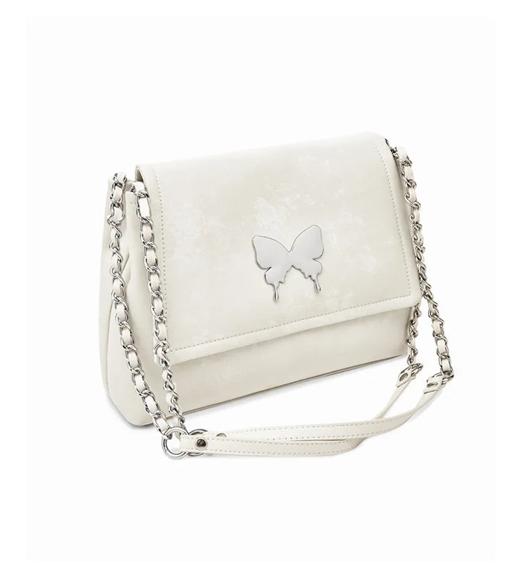 Elegante Damen Schultertasche aus PU-Leder mit Schmetterlings-Dekor