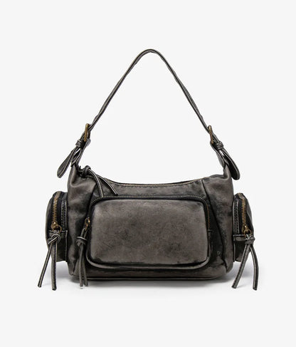 Damen-Hobo-Tasche aus Leder im Vintage-Look mit Mehrfach-Fächern und Tassel-Reißverschluss Alltagsbegleiter