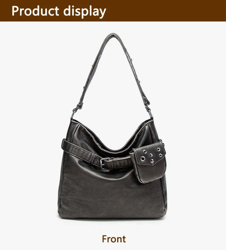 Damen-Schultertasche Vielseitig Geeignet für Alltag in stilvoller Form aus weichem Leder