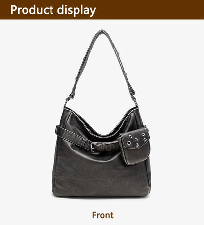 Damen-Schultertasche Vielseitig Geeignet für Alltag in stilvoller Form aus weichem Leder