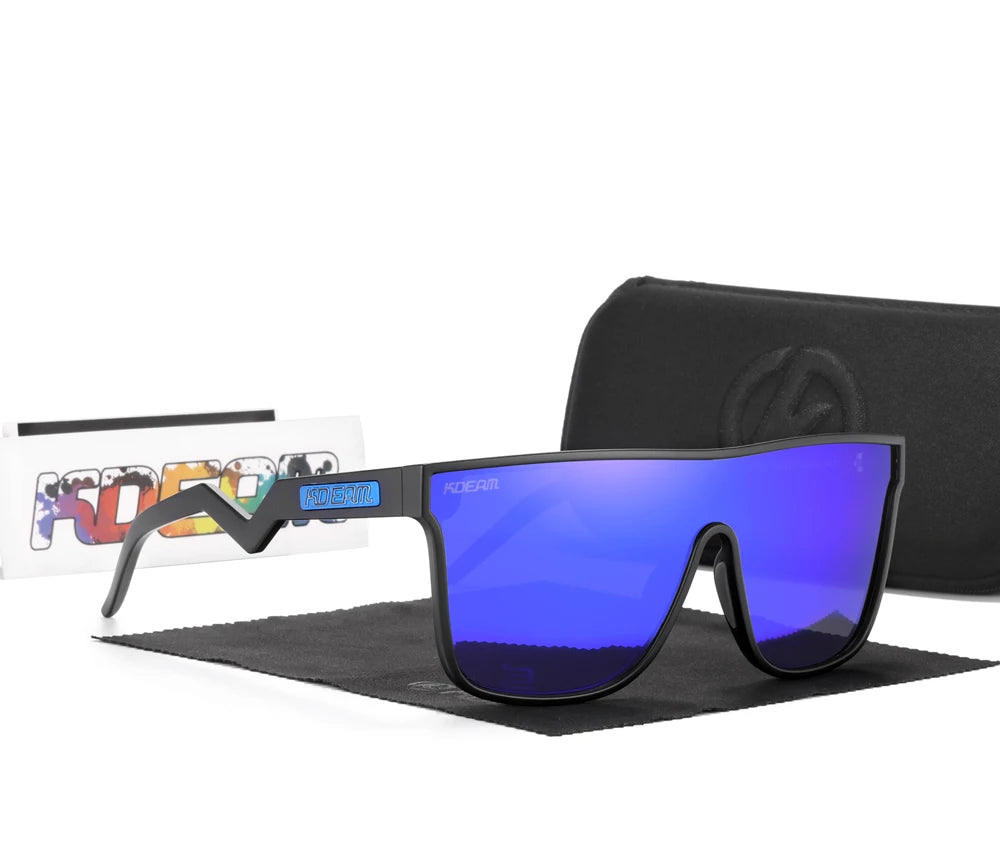 Sonnenbrille Einteiler übergroß polarisiert gebogene Gläser Herren
