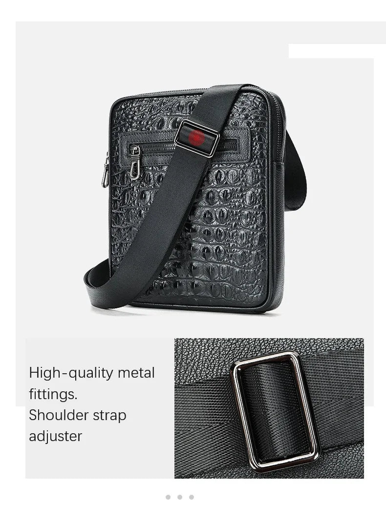Herren-Umhängetasche aus Leder mit Kroko-Print, Große Crossbody-Tasche fürs Business