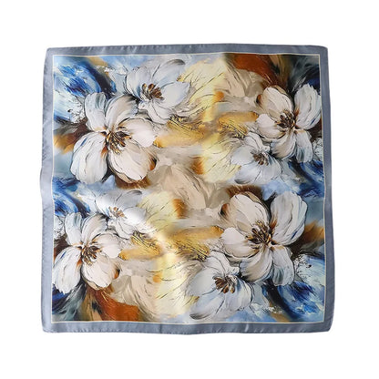 Damen Seidensatin Schal 53cm quadratisch Blumenprint Kopftuch Hijab Foulard