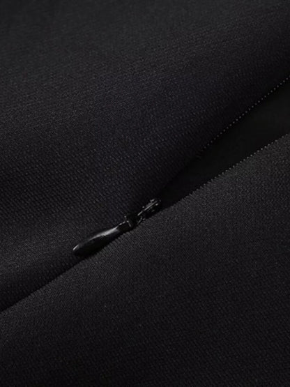 Unregelmäßige Damenjacke mit Reverskragen und langen Ärmeln – Patchwork-Design mit Reißverschluss, ideal für einen minimalistischen Casual-Look.