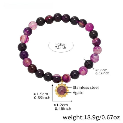 Damen-Armband mit Achat-Naturstein aus Edelstahl