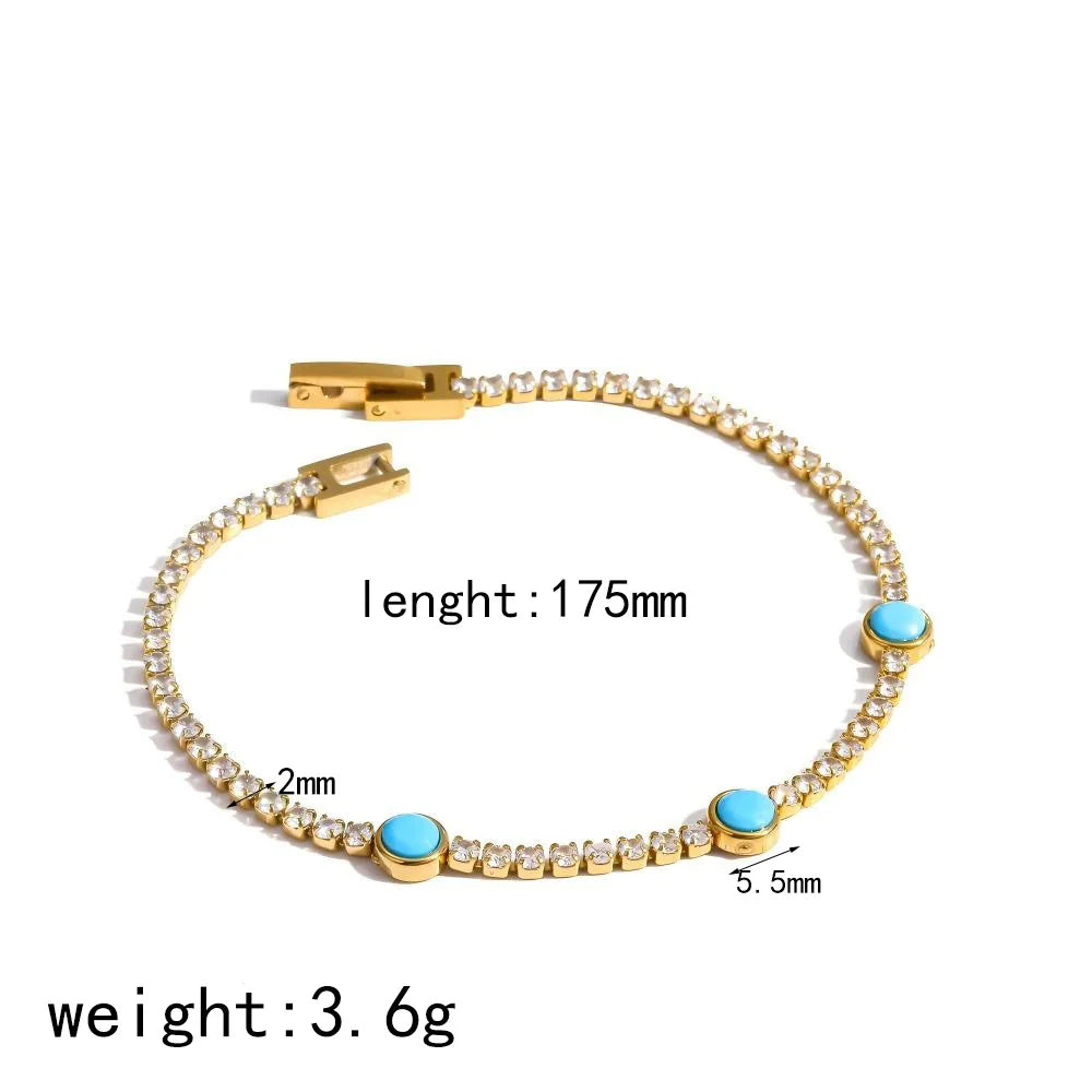 Damen-Tennisarmband mit Türkis-Zirkonia aus Edelstahl