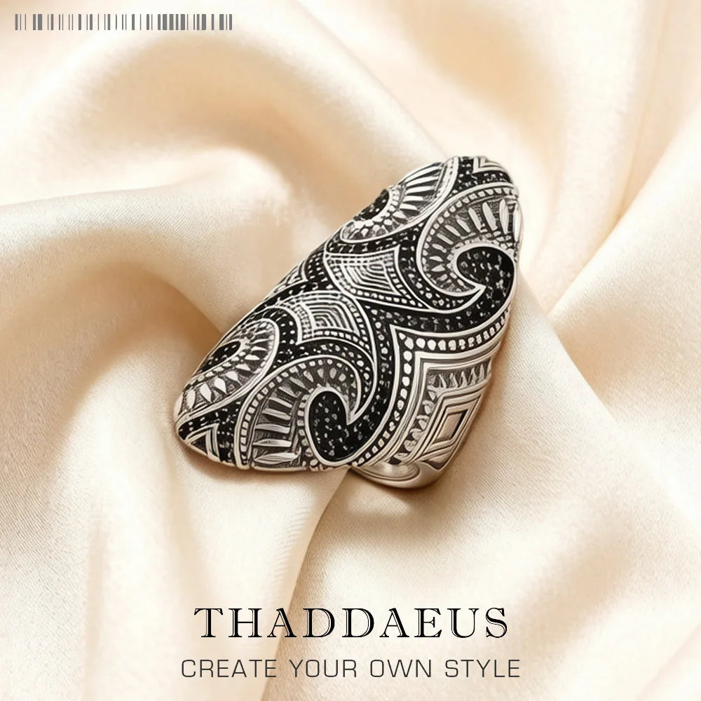 Damen-Ring Maori-Tattoo kulturell aus Sterlingsilber