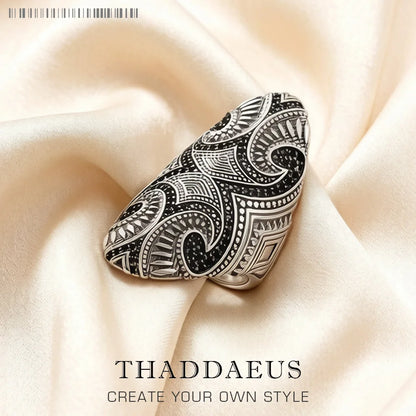 Damen-Ring Maori-Tattoo kulturell II aus Sterlingsilber