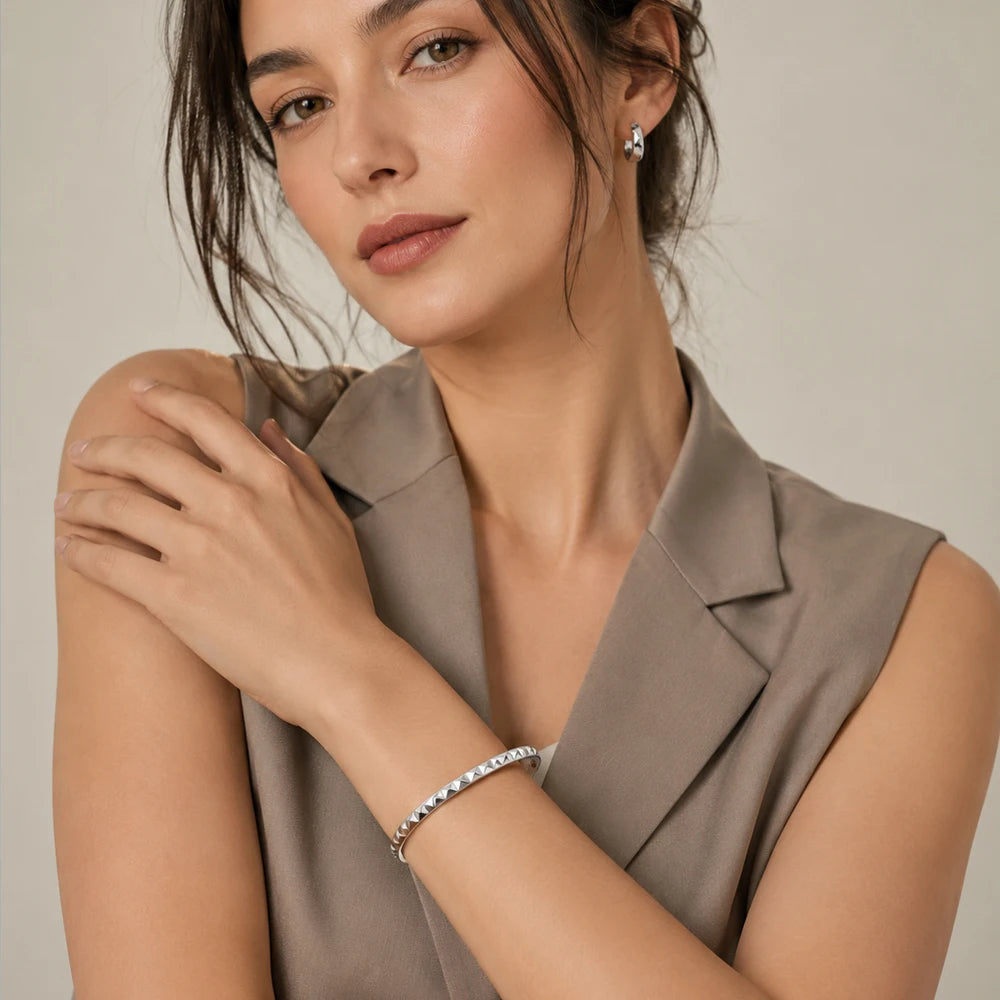 Damen-Ohrstecker Armreif Set Punk aus Sterlingsilber