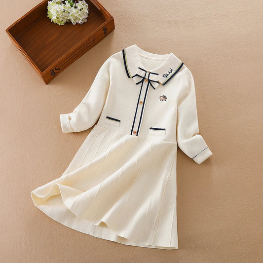 Kinder Mädchen Gestrickte Kleider 2024 Neue Warme Pullover Kleid Kinder Kleidung Langarm Casual Kleid Baby Mädchen Prinzessin Kleid